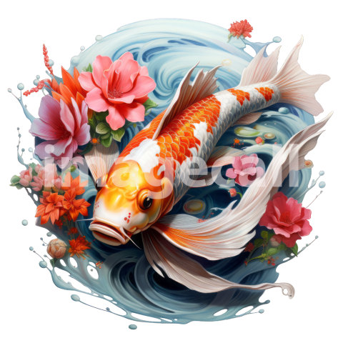 Clipart Floral Koi Carp 18300dpi