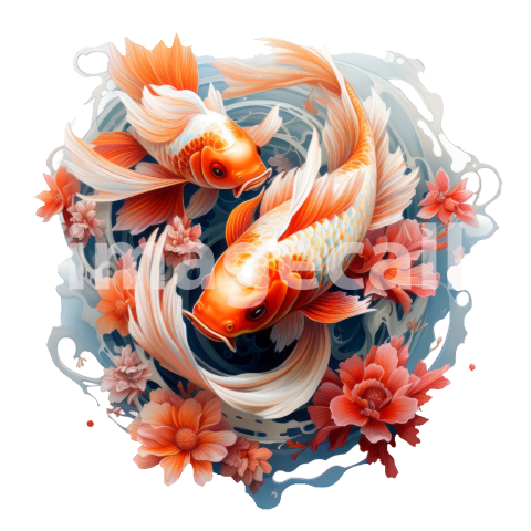 Clipart Floral Koi Carp 20300dpi