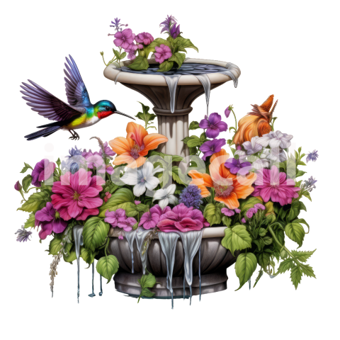 Clipart Floral Bird Bath (1)