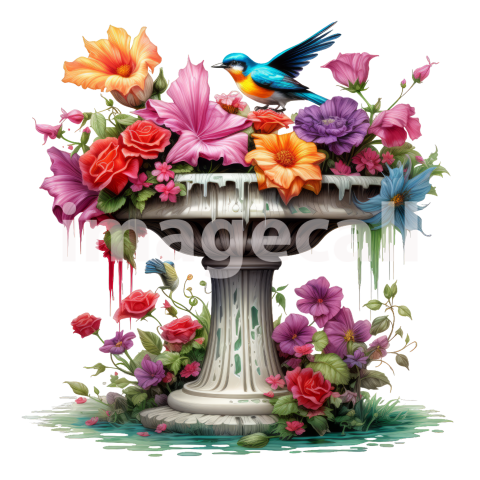 Clipart Floral Bird Bath (3)