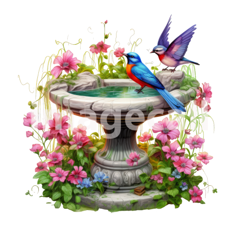 Clipart Floral Bird Bath (2)