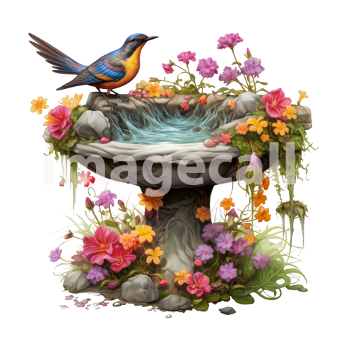 Clipart Floral Bird Bath (7)