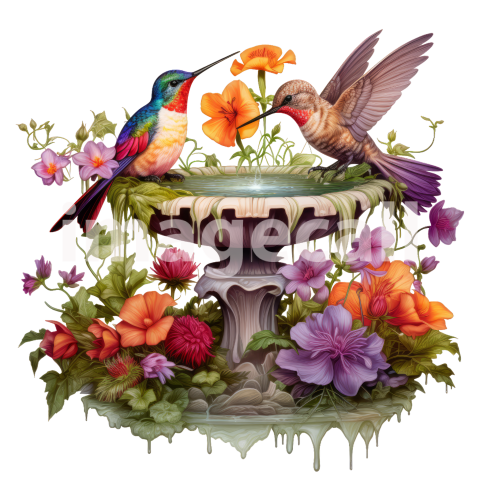 Clipart Floral Bird Bath (9)