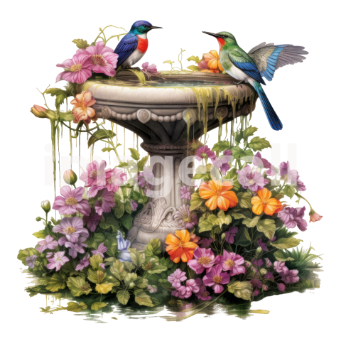 Clipart Floral Bird Bath (6)