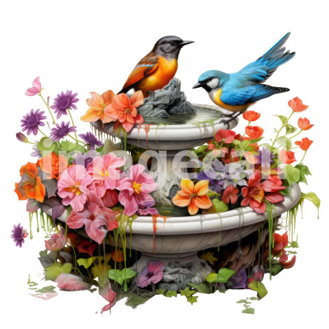 Clipart Floral Bird Bath (10)