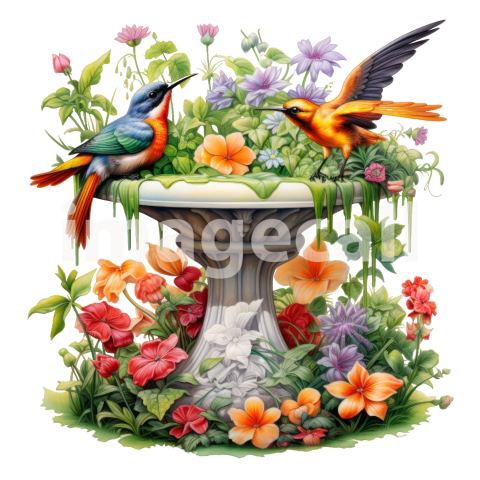 Clipart Floral Bird Bath (12)