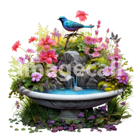 Clipart Floral Bird Bath (11)