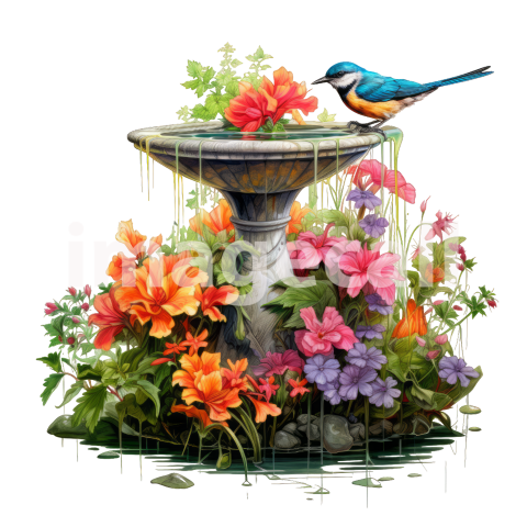 Clipart Floral Bird Bath (13)