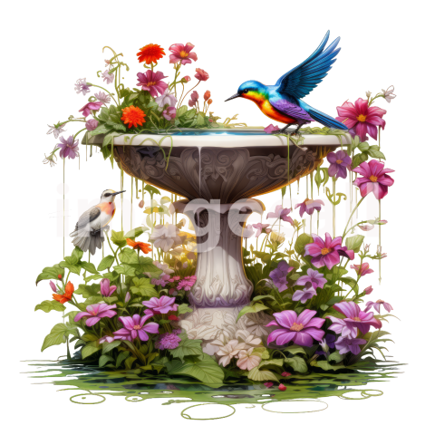 Clipart Floral Bird Bath (14)