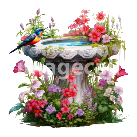 Clipart Floral Bird Bath (18)