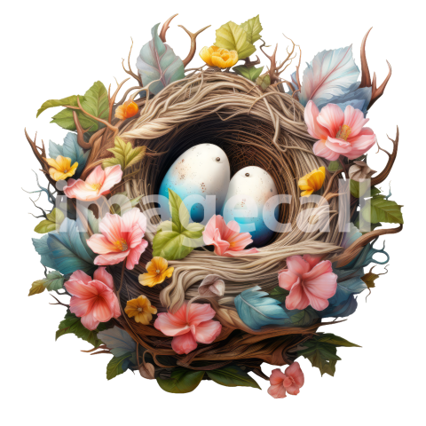 Clipart Floral Bird Nests (3)