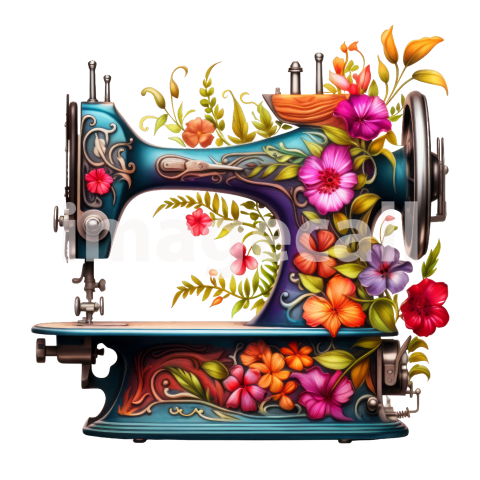 Clipart Floral Sewing Machine (8)