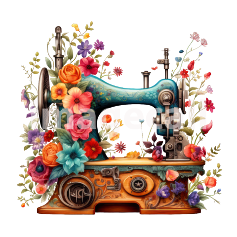 Clipart Floral Sewing Machine (9)