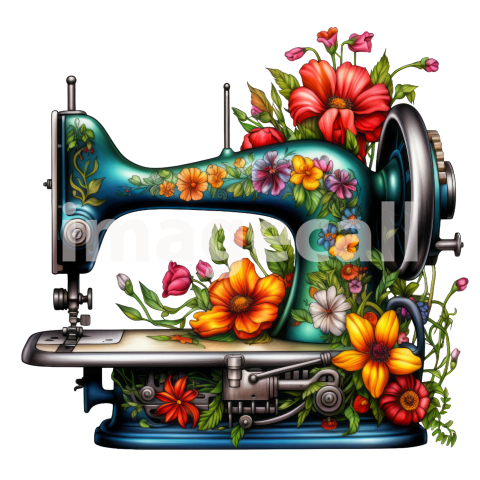 Clipart Floral Sewing Machine (5)