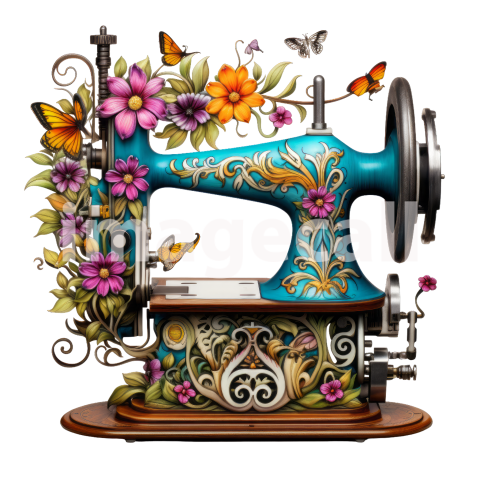 Clipart Floral Sewing Machine (2)