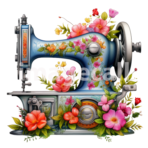 Clipart Floral Sewing Machine (11)