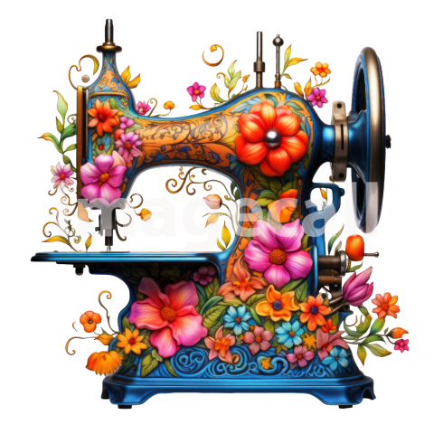 Clipart Floral Sewing Machine (15)