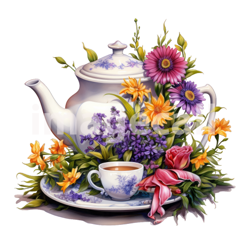 Clipart Floral Teacup Set (1)