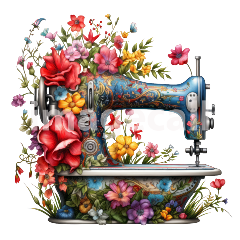 Clipart Floral Sewing Machine (10)
