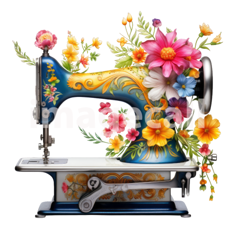Clipart Floral Sewing Machine (19)