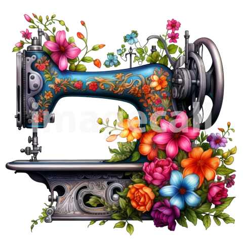 Clipart Floral Sewing Machine (20)