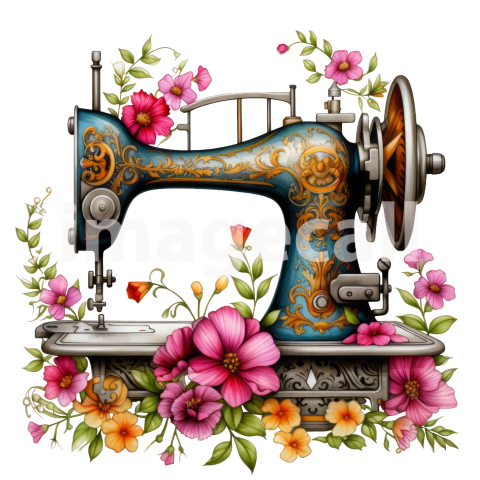 Clipart Floral Sewing Machine (14)