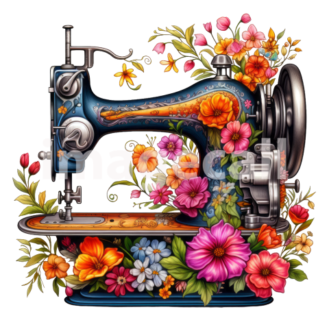 Clipart Floral Sewing Machine (13)