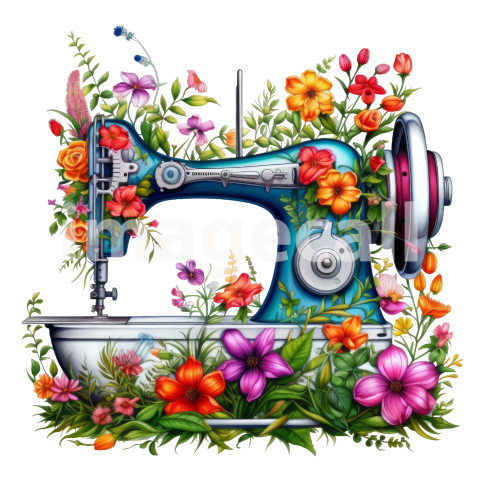 Clipart Floral Sewing Machine (16)