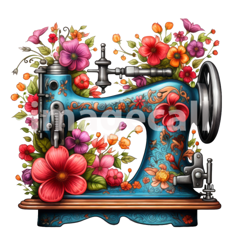 Clipart Floral Sewing Machine (18)
