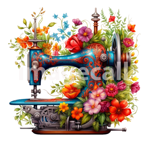 Clipart Floral Sewing Machine (17)