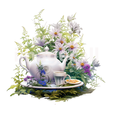 Clipart Floral Teacup Set (3)