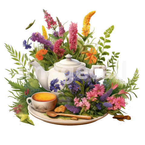 Clipart Floral Teacup Set (5)