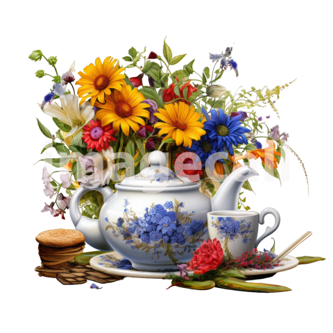 Clipart Floral Teacup Set (10)