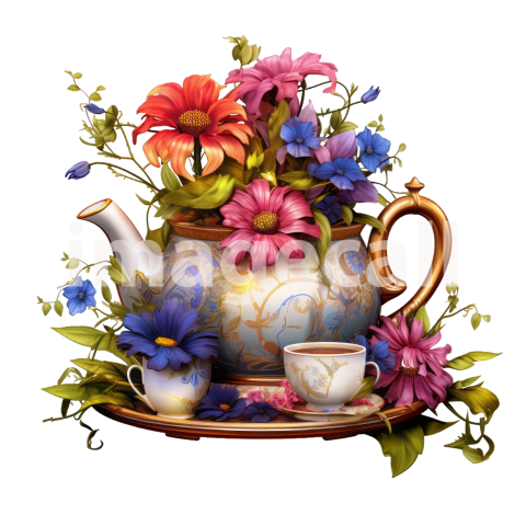 Clipart Floral Teacup Set (8)