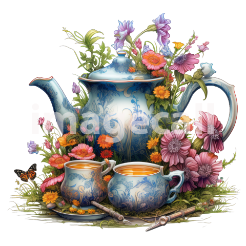 Clipart Floral Teacup Set (7)