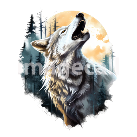 Clipart Howling Wolves 10300dpi
