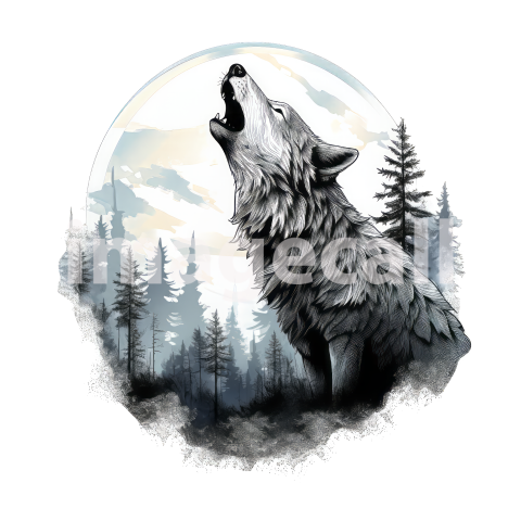Clipart Howling Wolves 14300dpi