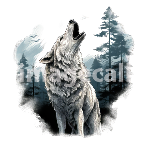 Clipart Howling Wolves 2300dpi