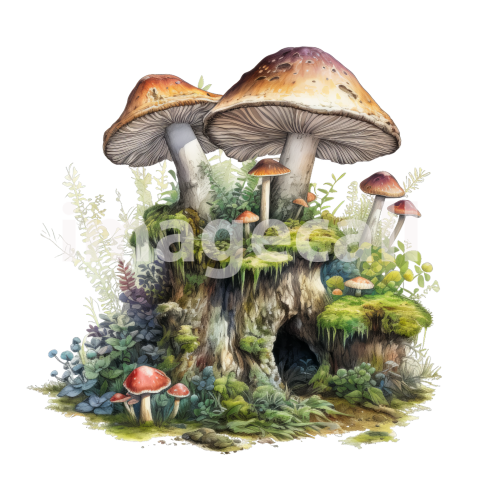 Clipart Mushroom Tree Stump 9300dpi