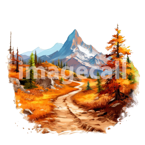 Clipart Autumn Mountain Paths 3   300dpi