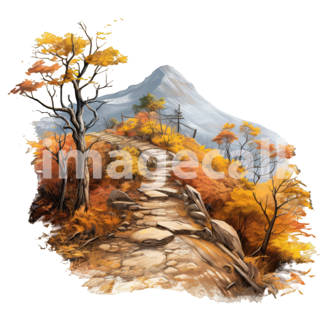 Clipart Autumn Mountain Paths 1   300dpi