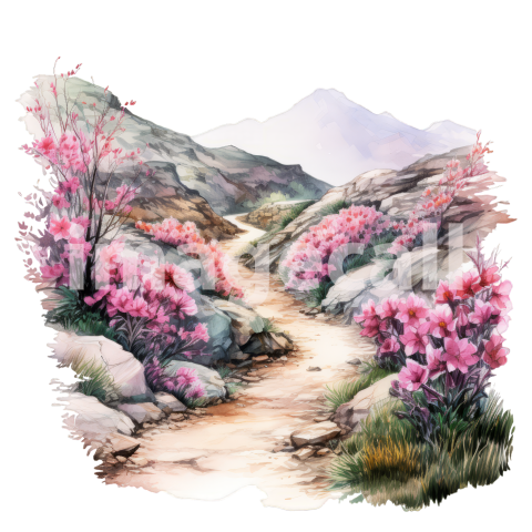 Clipart Flower Mountain Paths 10   300dpi