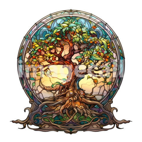 Clipart Stained Glass Trees 4   300dpi