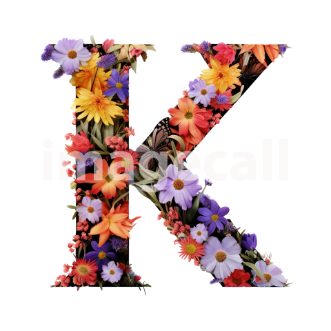 K Clipart Floral Alphabet 300dpi
