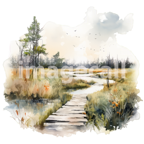 Clipart Swamp Trails 19   300dpi