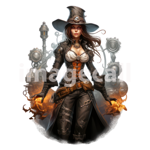 Clipart Steampunk Witch (4) 300dpi