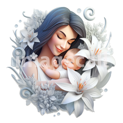 Clipart Toon Styled Mothers With Kids 6   300dpi