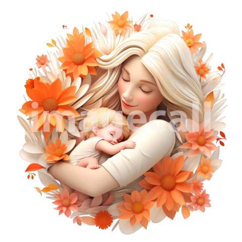 Clipart Toon Styled Mothers With Kids 10   300dpi