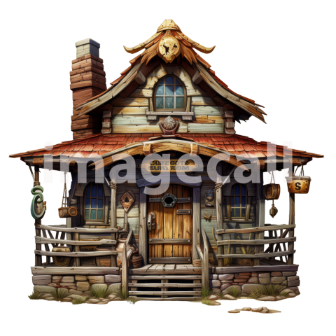 Clipart Wild West Houses 4   300dpi