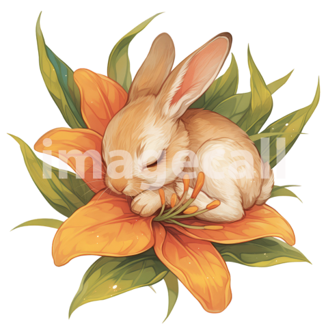 Clipart Baby Bunny On Flowers 18   300dpi